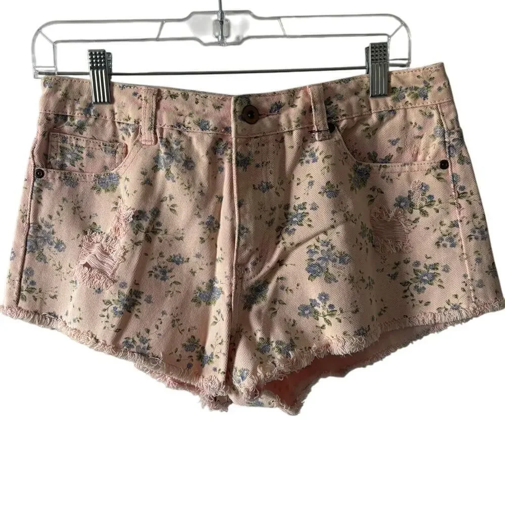 Forever 21 Floral Denim Shorts